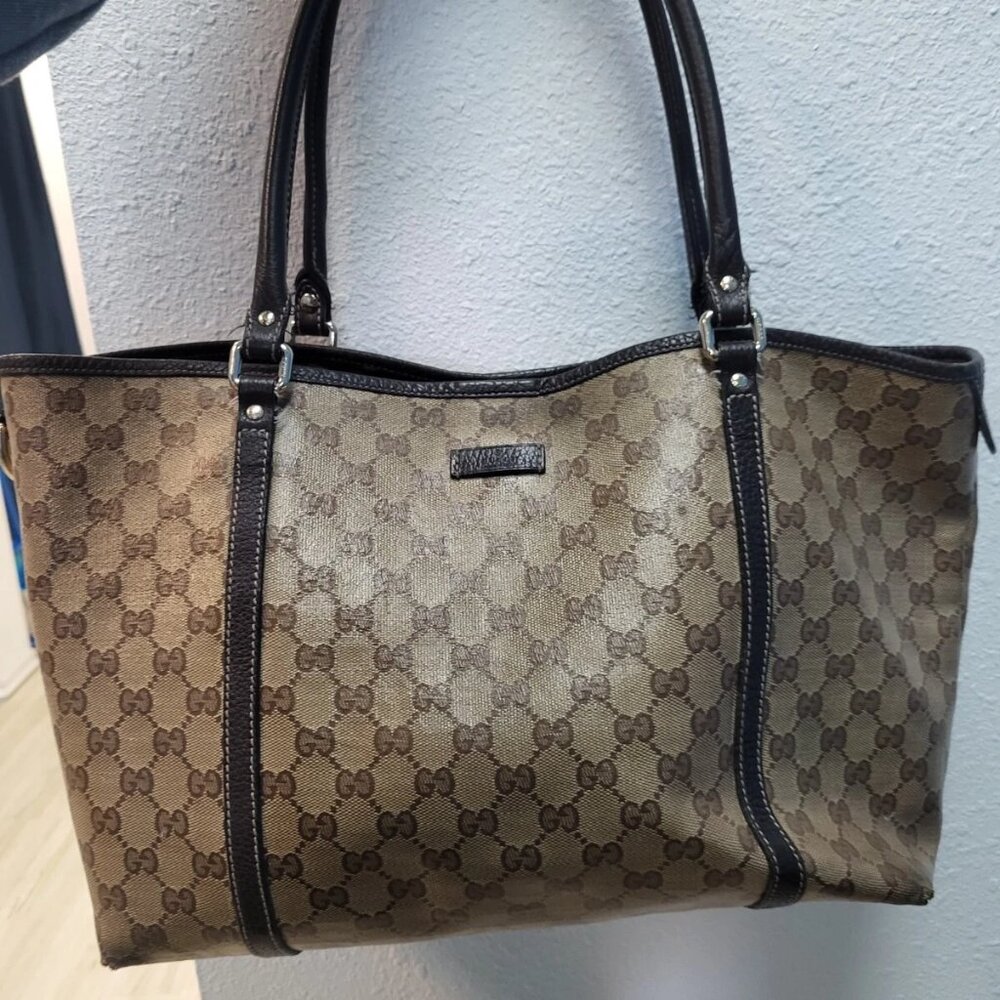 Gucci Brown Monogram Tote with Dark Brown Trim